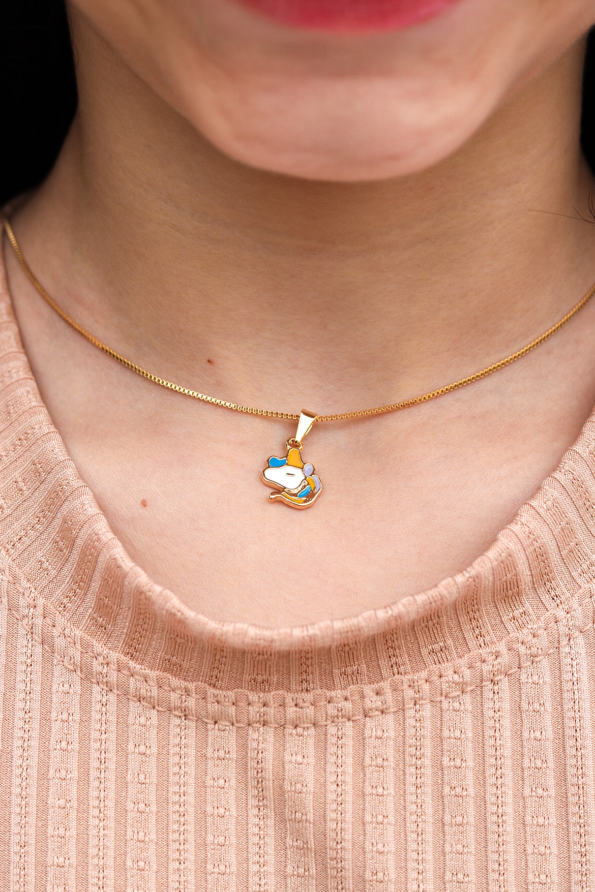 CORRENTE INFANTIL 45CM UNICÓRNIO RESINADO - BANHADO A OURO 18K