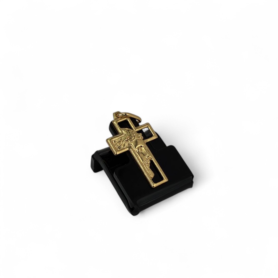 PINGENTE CRUCIFIXO MÉDIO COM  JESUS CRISTO CRUCIFICADO - BANHADO A OURO 18K