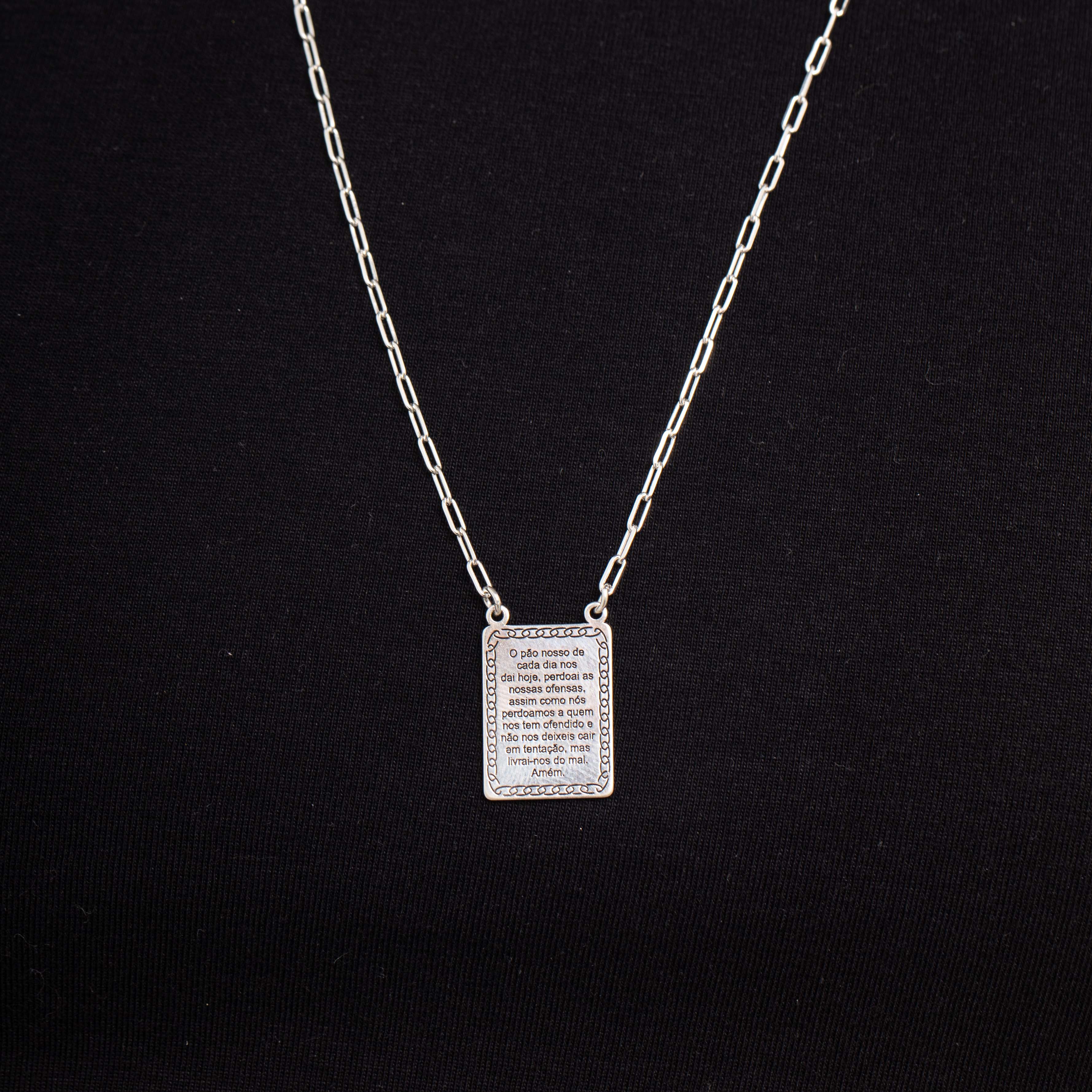 CORRENTE ESCÁPULARIO CARTHIE COM ORAÇÃO DO PAI NOSSO 70CM - PRATA 925