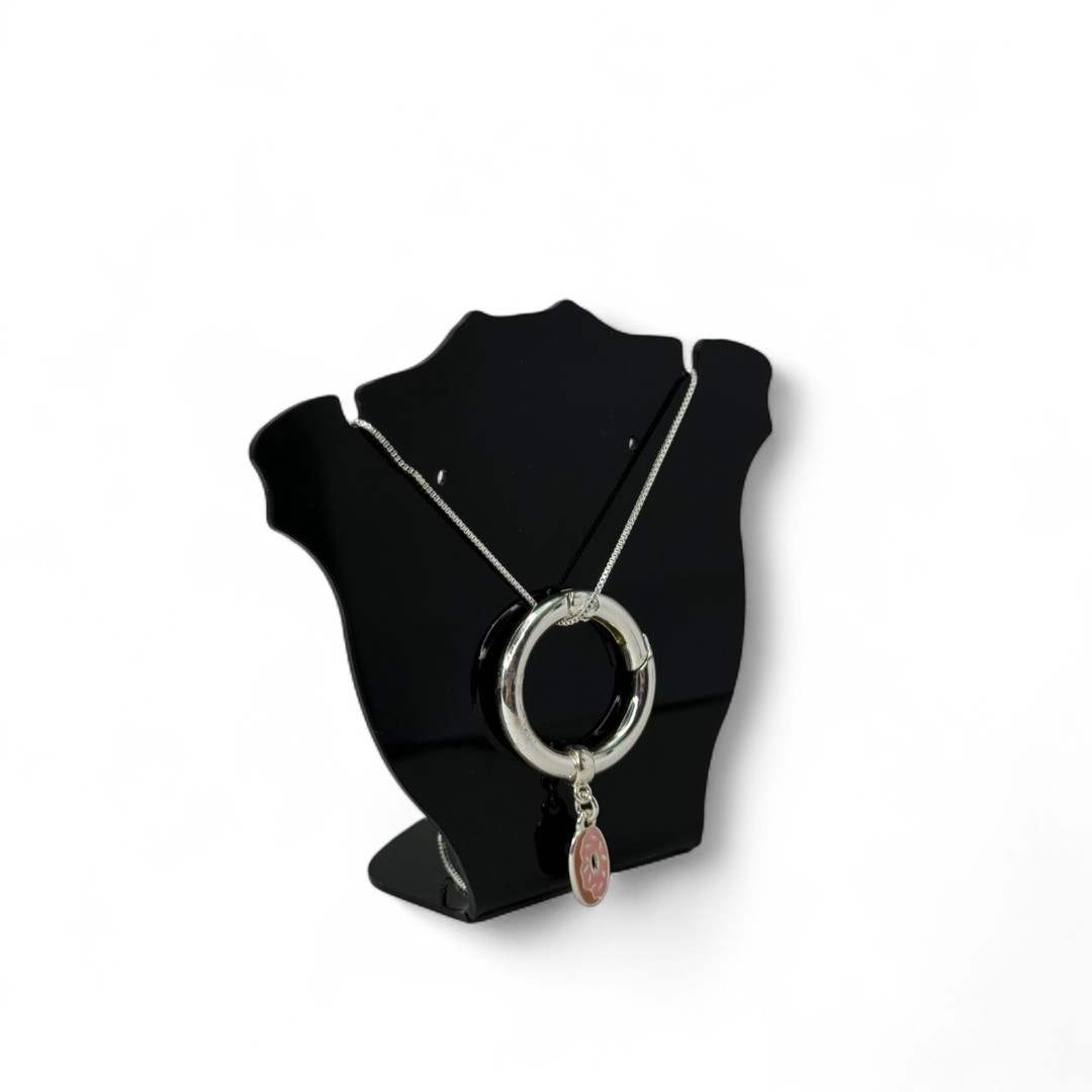 CORRENTE COM PINGENTE ARO PARA BERLOQUE COM DONUTS  - BANHADO A PRATA 925