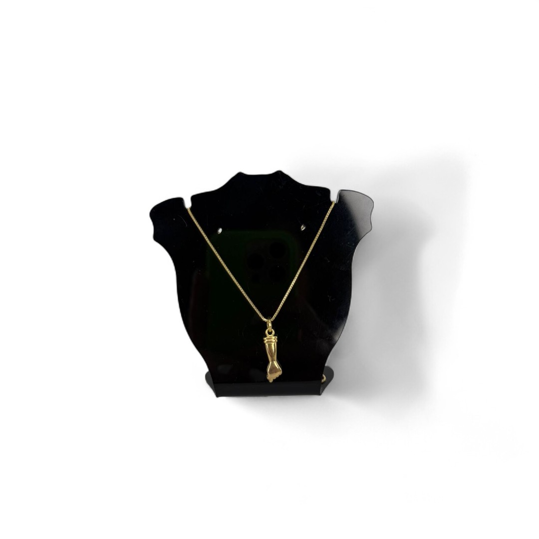 CORRENTE VENEZIANA COM MÃO DE FATIMA (FIGA) LISA 45CM - BANHADO A OURO 18K