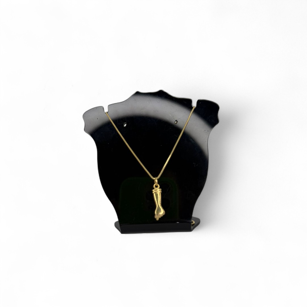 CORRENTE VENEZIANA COM MÃO DE FATIMA (FIGA) LISA 45CM - BANHADO A OURO 18K