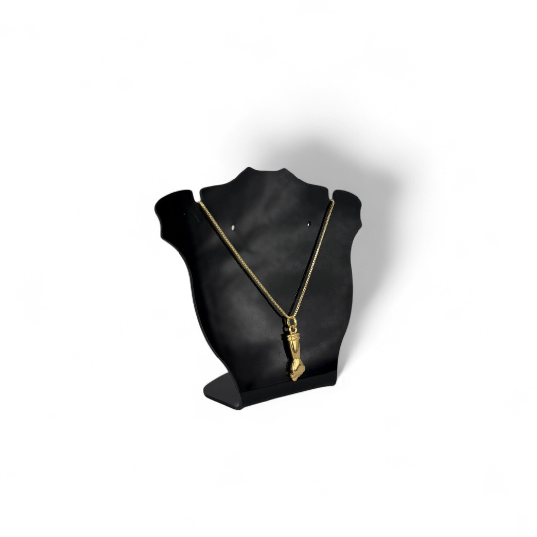 CORRENTE VENEZIANA COM MÃO DE FATIMA (FIGA) LISA 45CM - BANHADO A OURO 18K