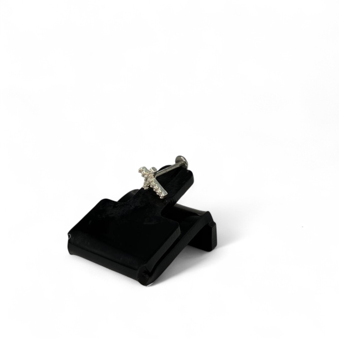 PIERCING PINO CRUZ CRAVEJADA 9MM -PRATA 925