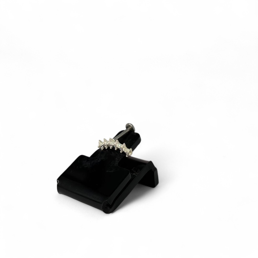 PIERCING LABRET  PINO COM ZIRCONIA CRISTAL 9MM -PRATA 925
