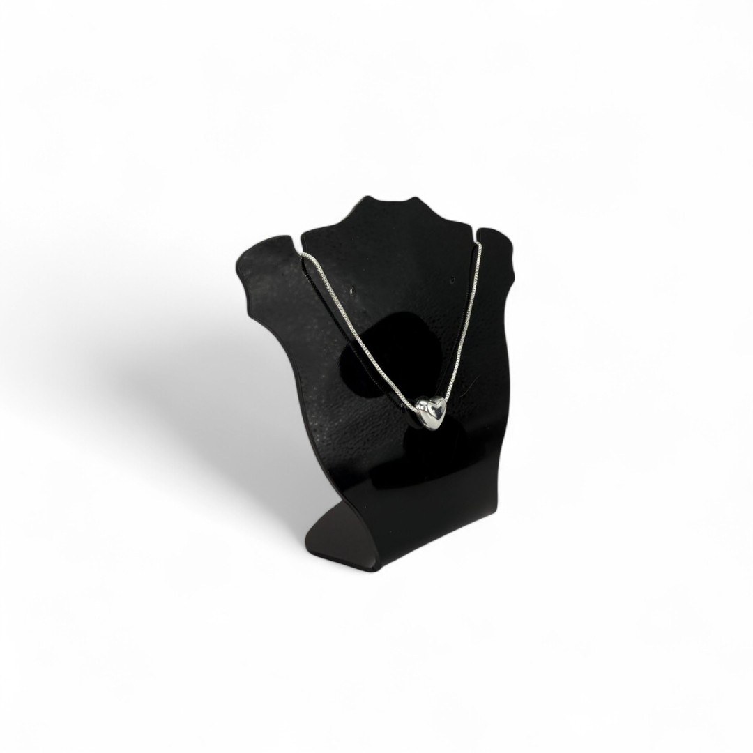 CORRENTE VENEZIANA COM CORAÇÃO LISO - BANHADO A PRATA 925