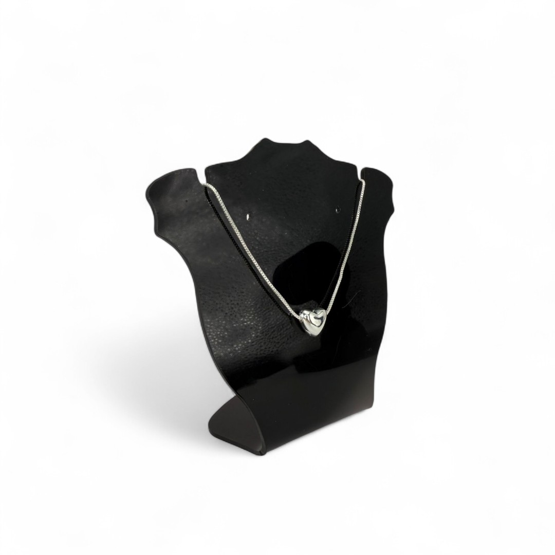 CORRENTE VENEZIANA COM CORAÇÃO LISO - BANHADO A PRATA 925