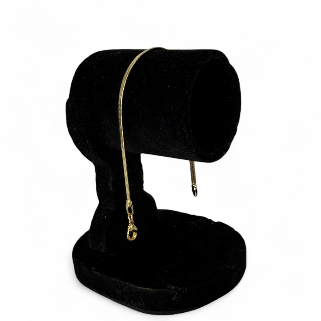 PULSEIRA RABO DE RATO FINA LISO E EXTENSOR - BANHADO A OURO 18K