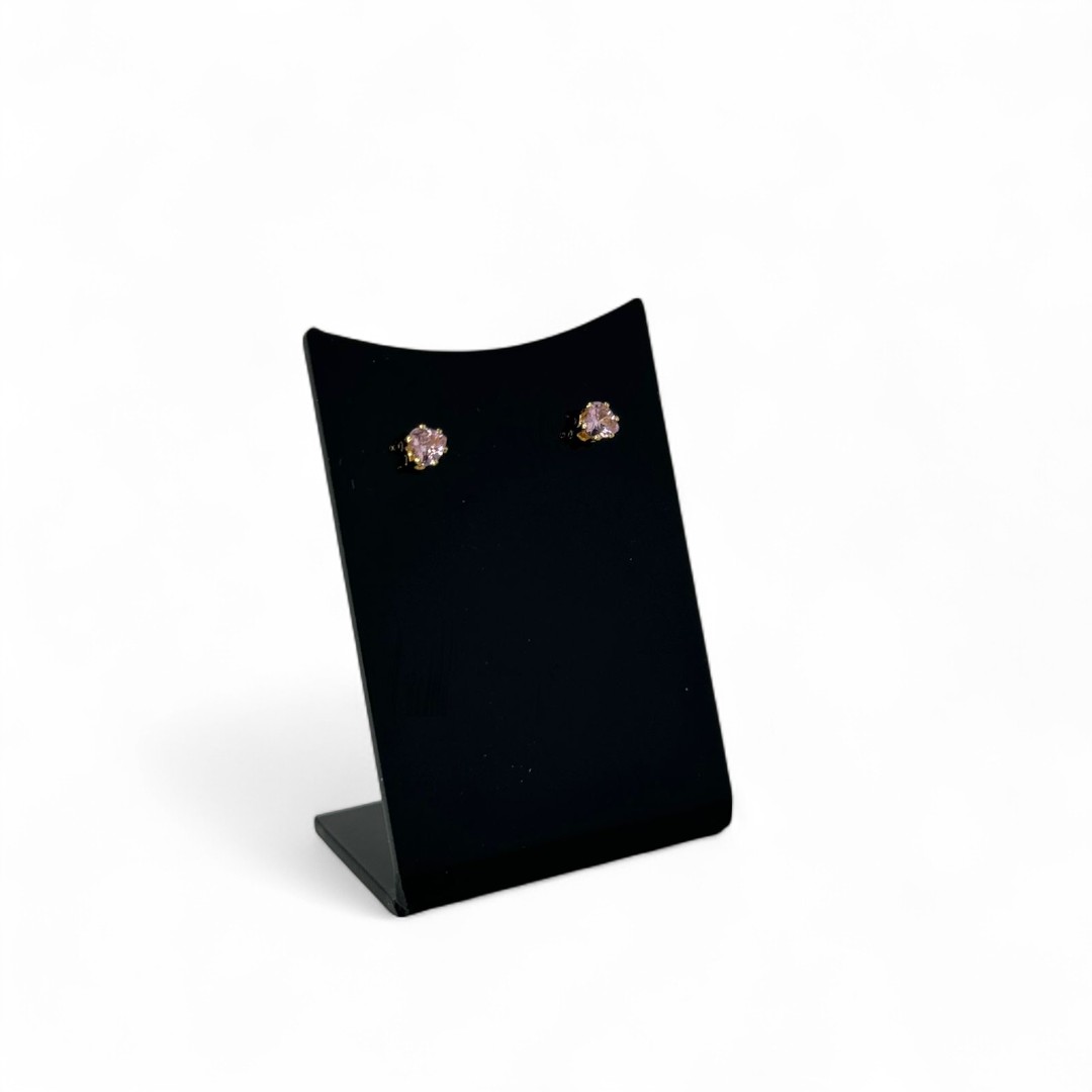 BRINCO PEQUENO PONTO DE LUZ MÉDIO CORAÇÃO ROSÉ - BANHADO A OURO 18K