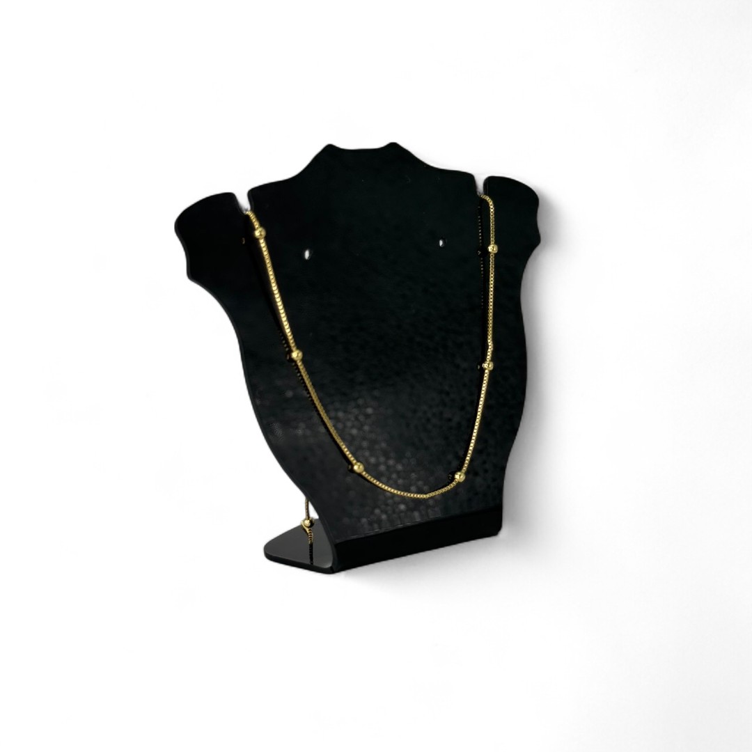 CORRENTE VENEZIANA COM BOLINHAS LISA E EXTENSOR  - BANHADO A OURO 18K