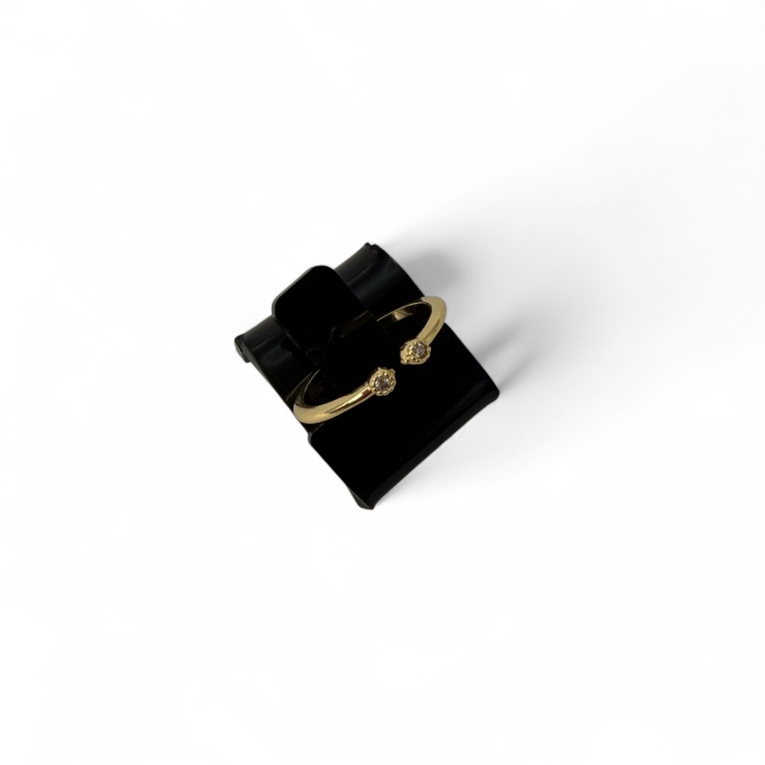 ANEL REGULAVEL PONTO DE LUZ + ARO COM PONTO DE LUZ LISO - BANHADO A OURO 18K