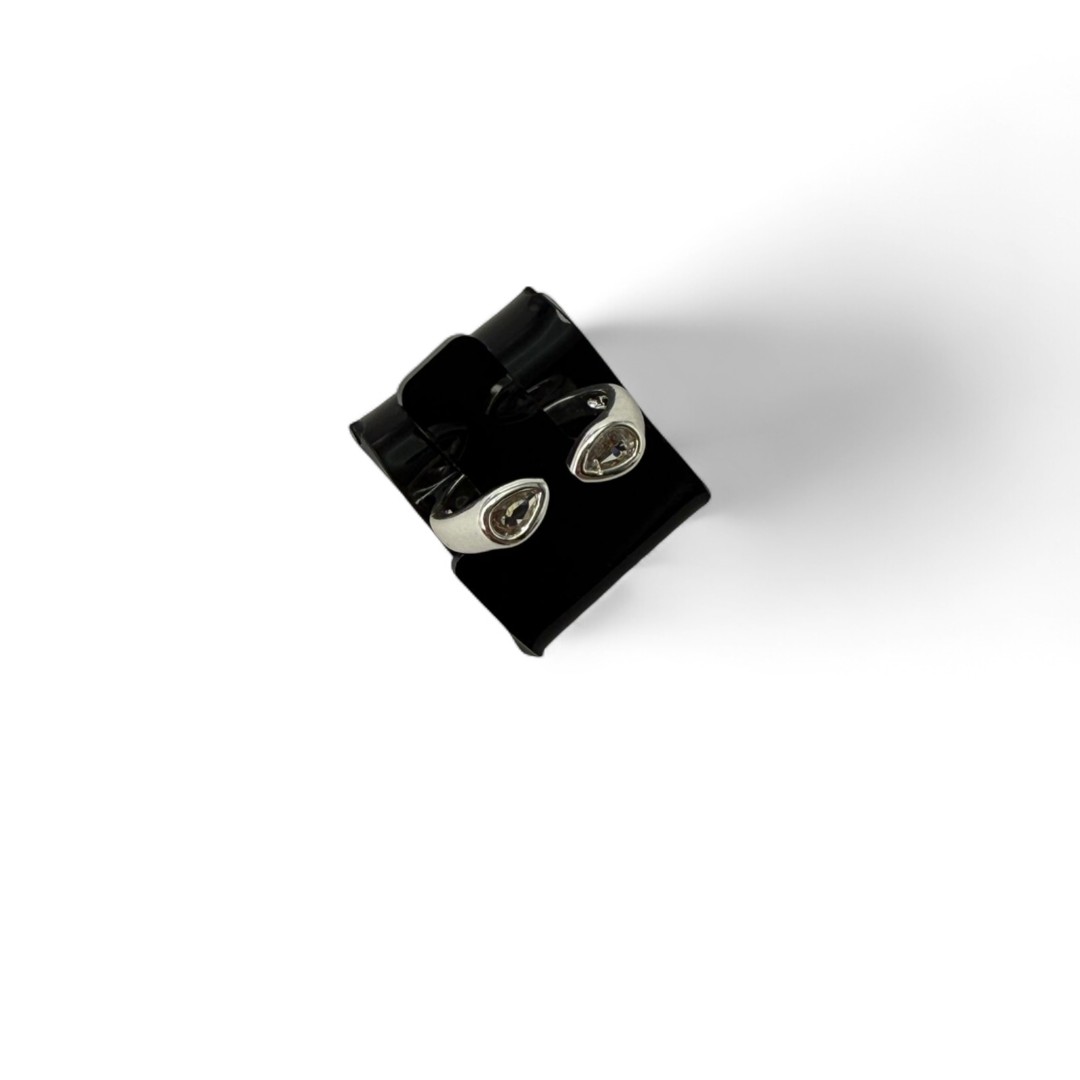 ANEL REGULAVEL COM 2 GOTAS ZIRCONIA CRISTAL NAS PONTAS - BANHADO A PRATA 925