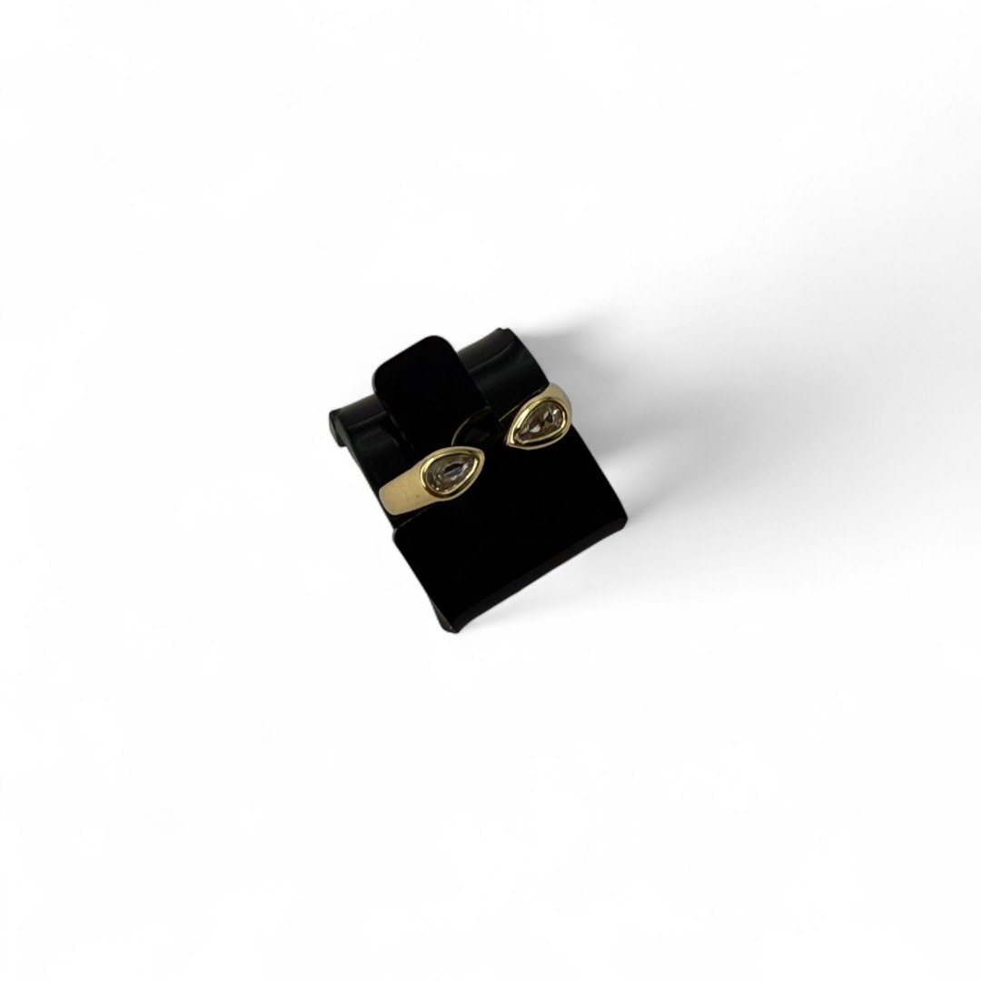 ANEL REGULAVEL COM 2 GOTAS ZIRCONIA CRISTAL NAS PONTAS - BANHADO A OURO 18K