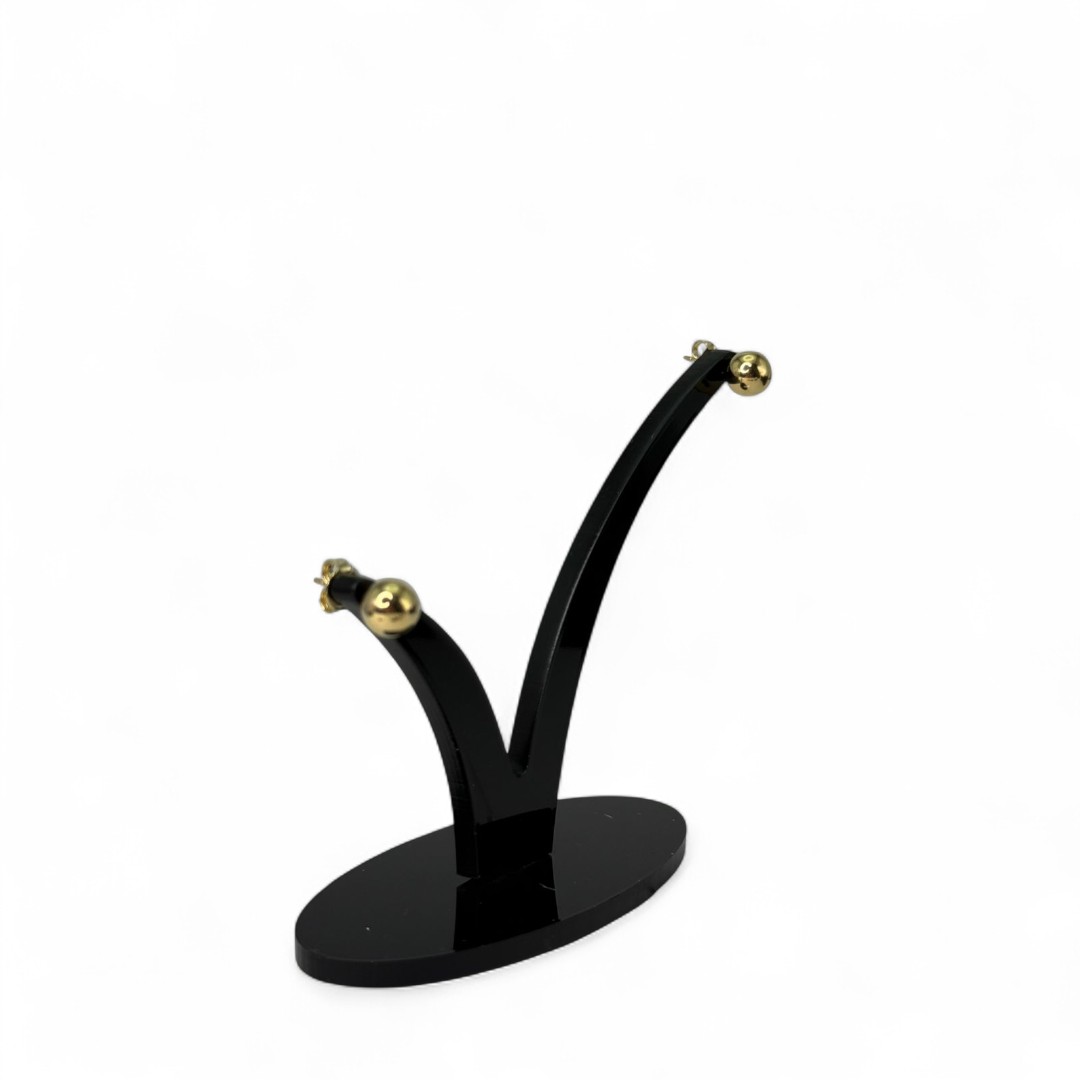 BRINCO PEQUENO BOLINHA MÉDIO LISO - BANHADO A OURO 18K