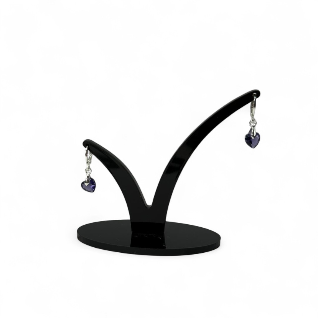 BRINCO ARGOLA DE CLICK COM PENDURICALHO CORAÇÃO ROXO - BANHADO A PRATA 925