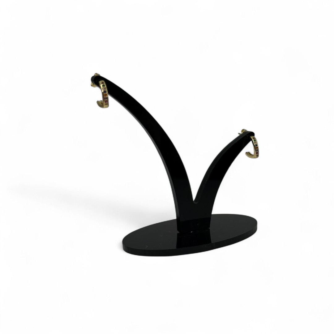BRINCO ARGOLA TORTA COM MICRO ZIRCONIA COLORIDA  - BANHADO A OURO 18K