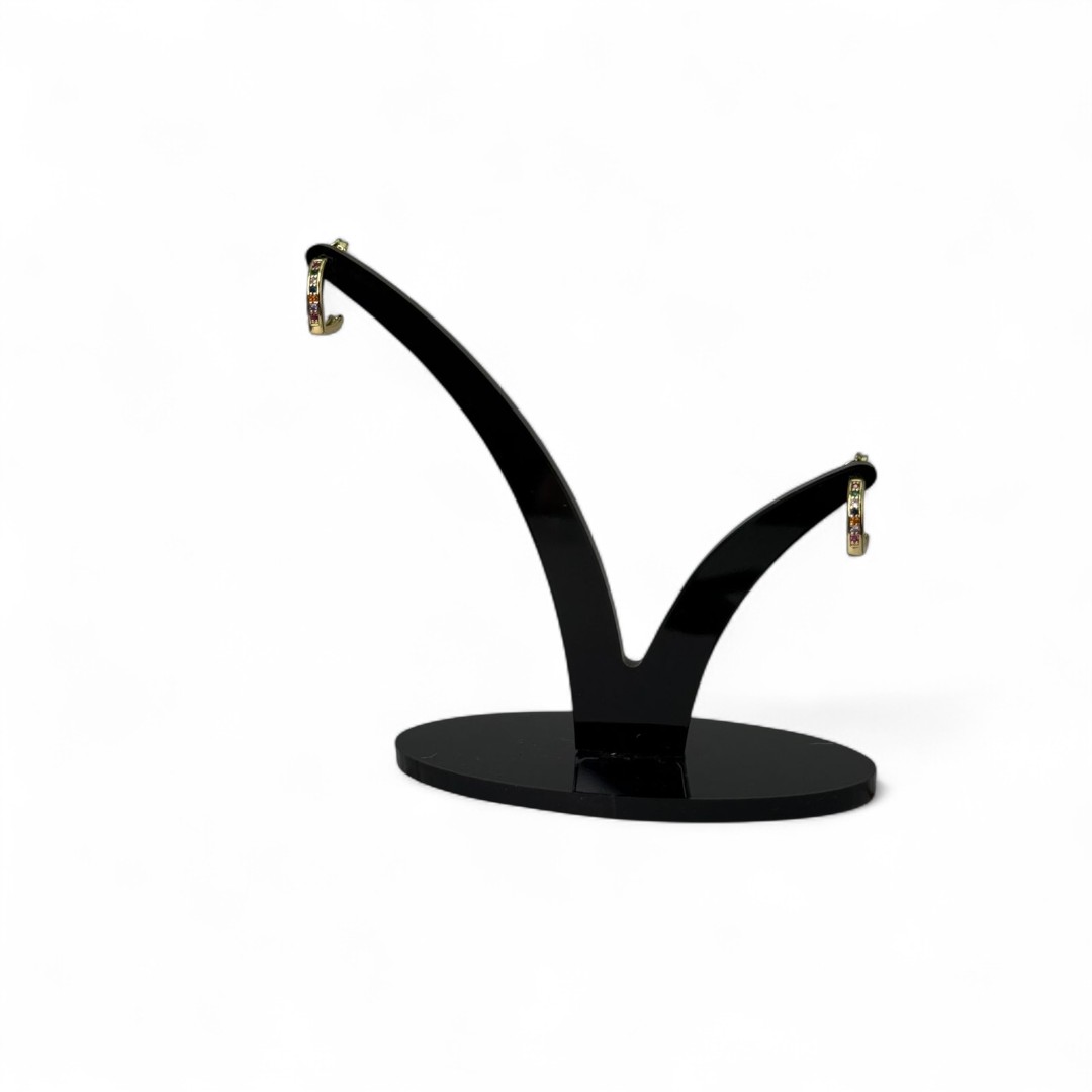 BRINCO ARGOLA TORTA COM MICRO ZIRCONIA COLORIDA  - BANHADO A OURO 18K