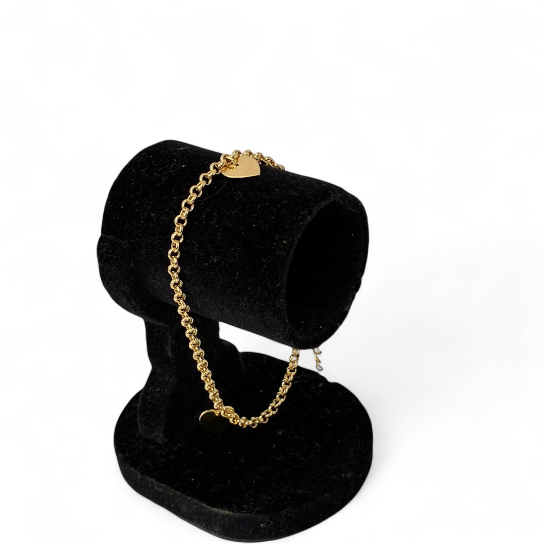 PULSEIRA GRUMET COM CORAÇÕES CHEIOS LISOS - BANHADO A OURO 18K