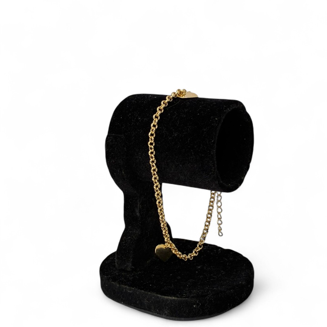 TORNOZELEIRA GRUMET COM CORAÇÕES CHEIOS LISOS - BANHADO A OURO 18K TORNOZELEIRA GRUMET COM CORAÇÕES CHEIOS LISOS - BANHADO A OURO 18K