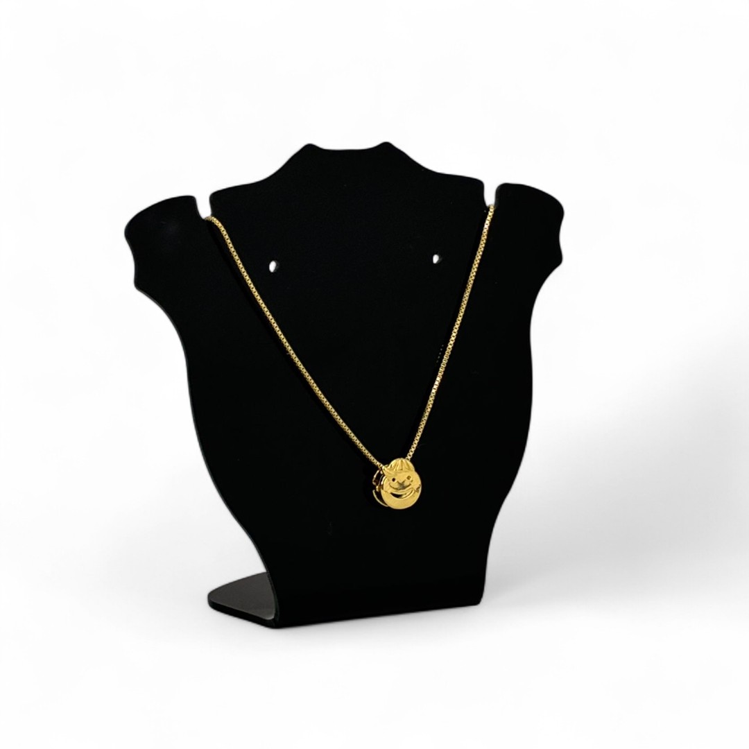 CORRENTE VENEZIANA 35CM PINGENTE MENINO REDONDO LISO - BANHADO A OURO 18K