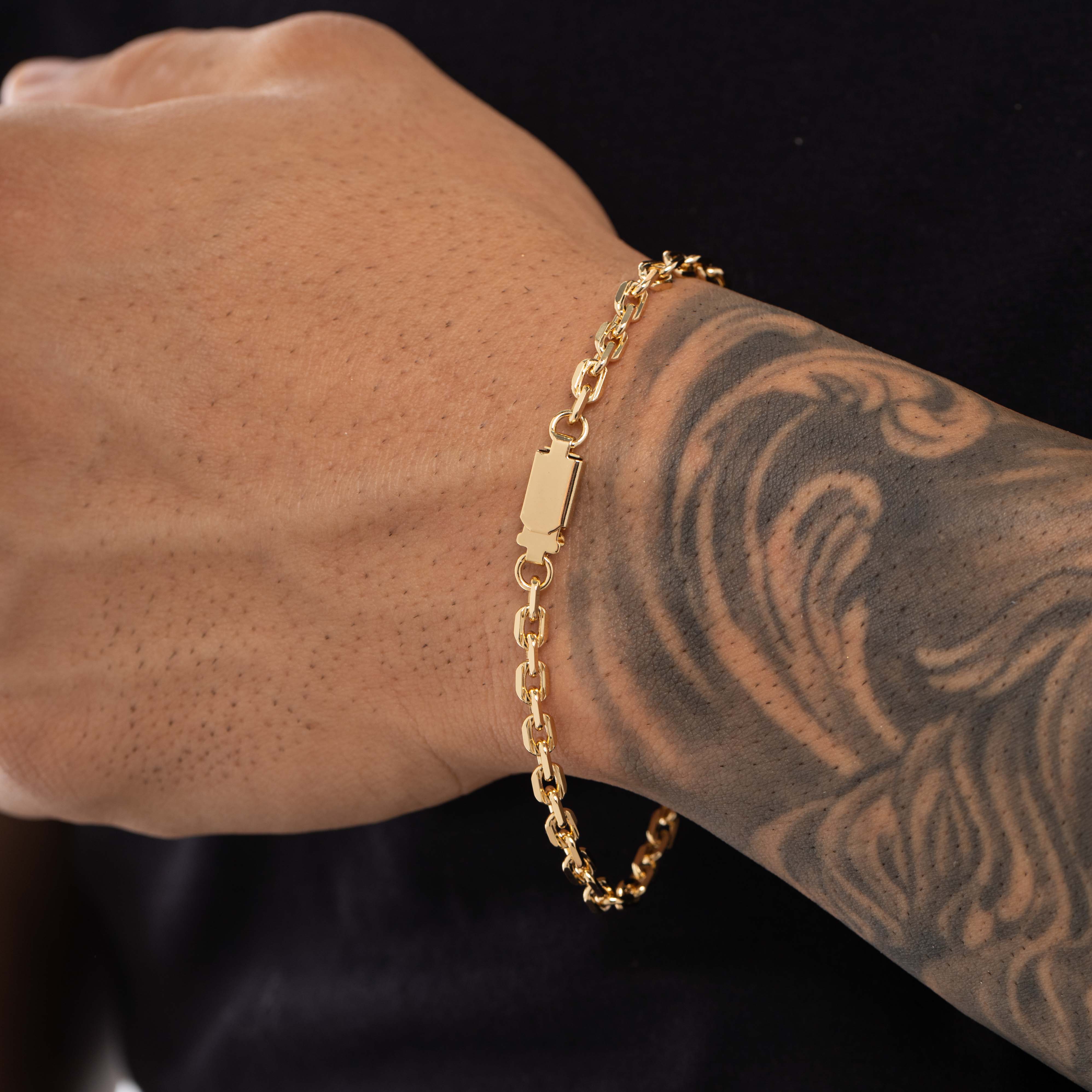 PULSEIRA MASCULINA CARTHIE CADIADINHO COM FECHO GAVETA   - BANHADO A OURO 18K