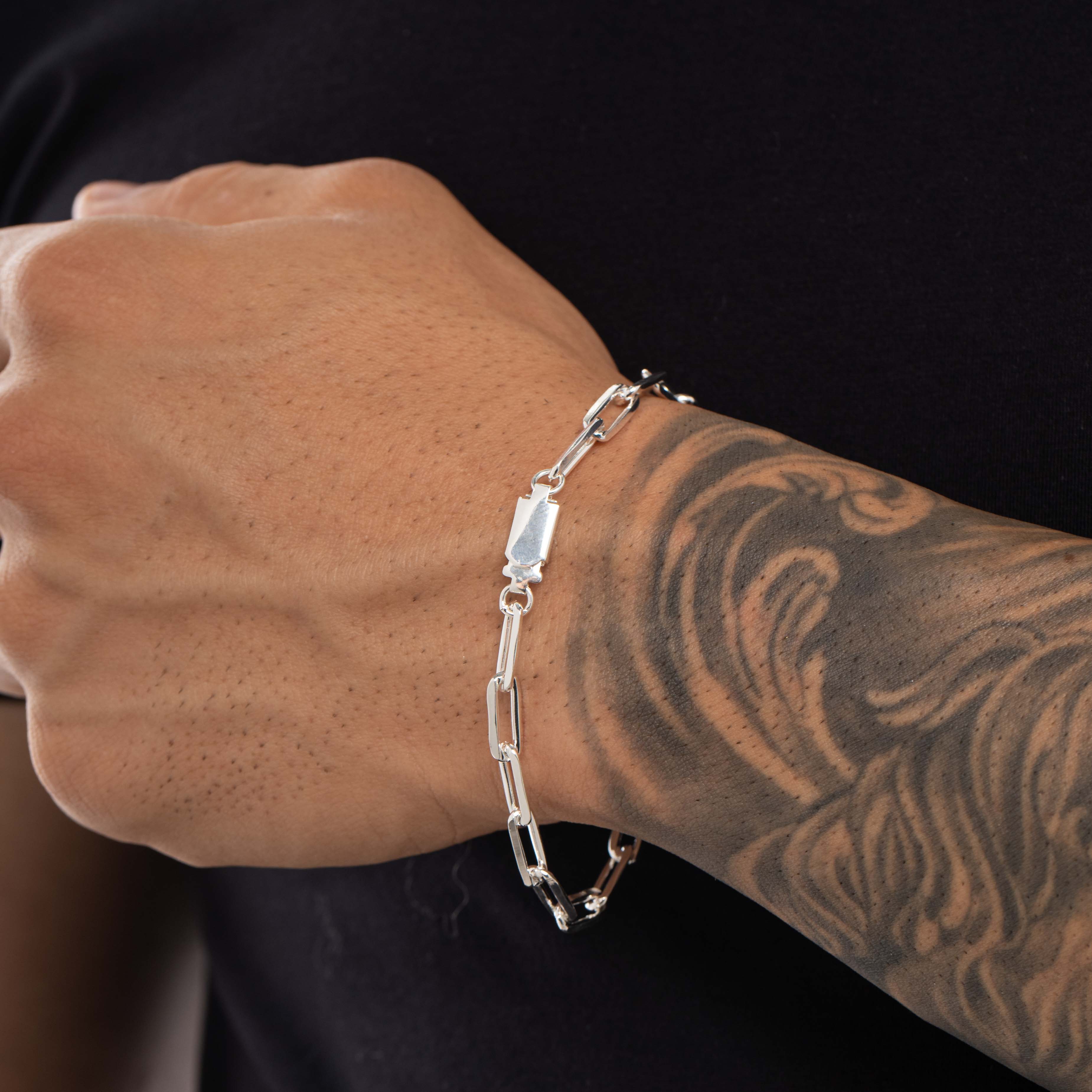 PULSEIRA MASCULINA CARTHIE GROSSO ELO LARGO COM FECHO GAVETA 1.0MM  - BANHADO A PRATA 925