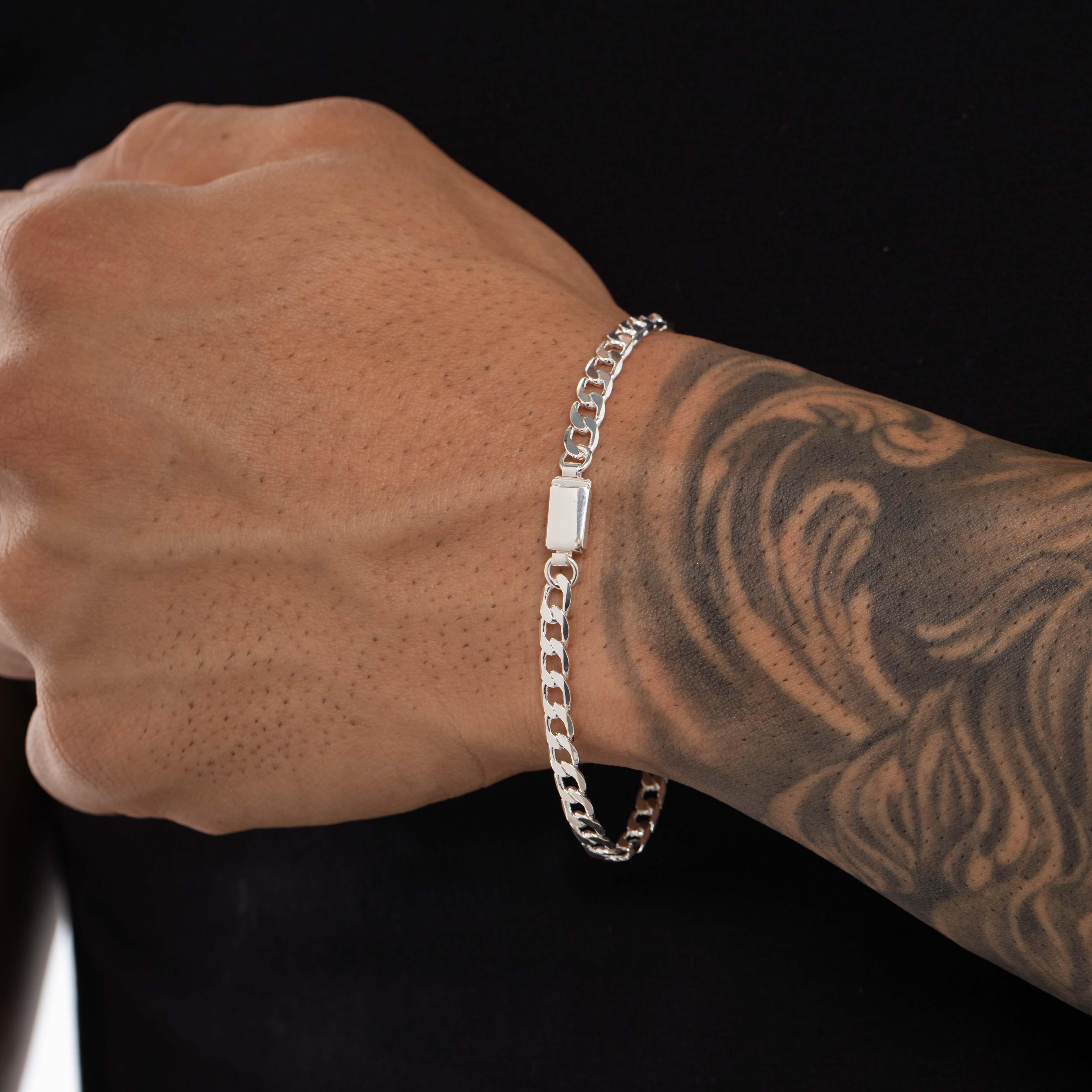 PULSEIRA MASCULINA GRUMET LARGO COM FECHO GAVETA 0.80M  - BANHADO A PRATA 925