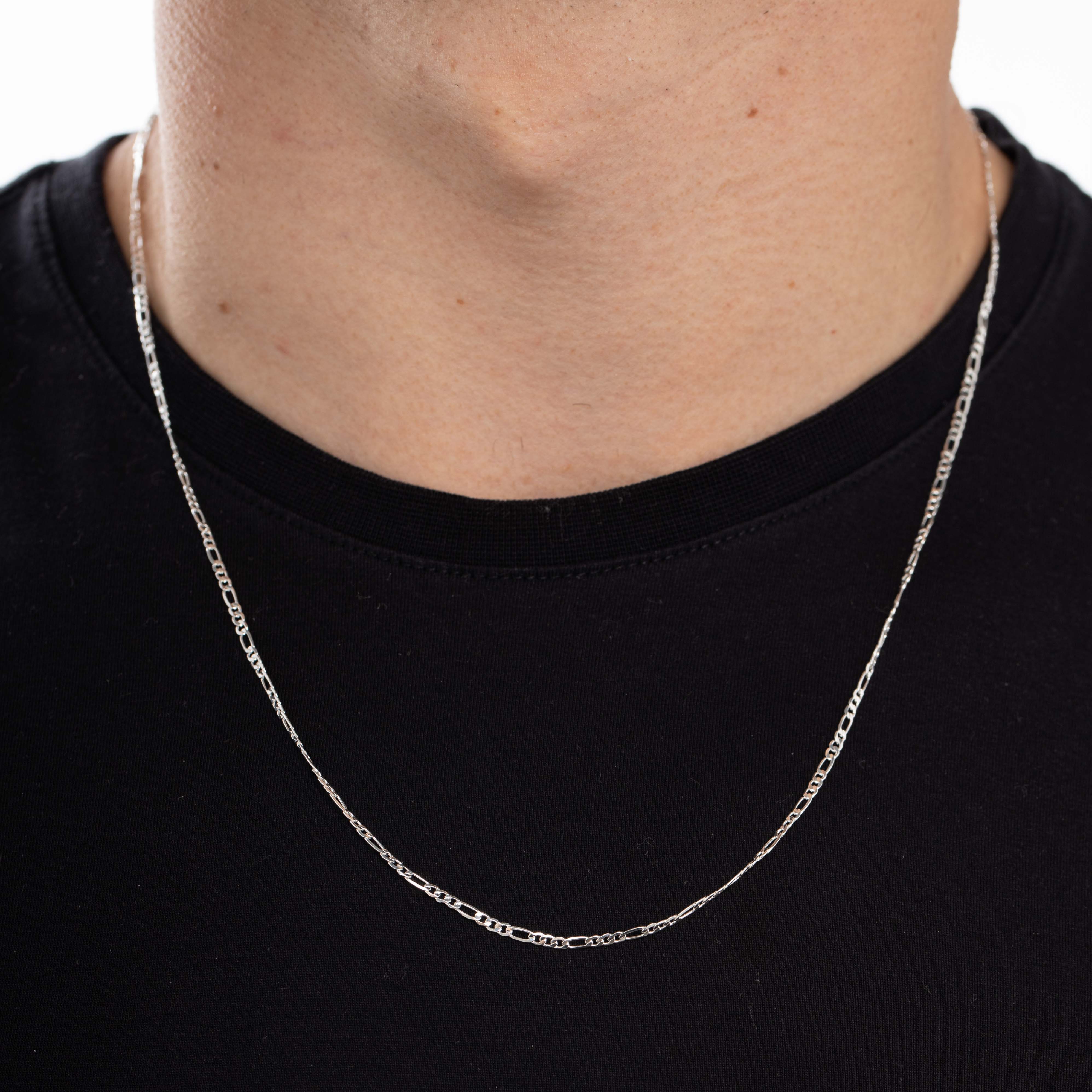 CORRENTE MASCULINA EXTRA FINA 3X1 ELO LARGO E PEQUENO COM FECHO GAVETA  0.80MM - BANHADO A PRATA 925