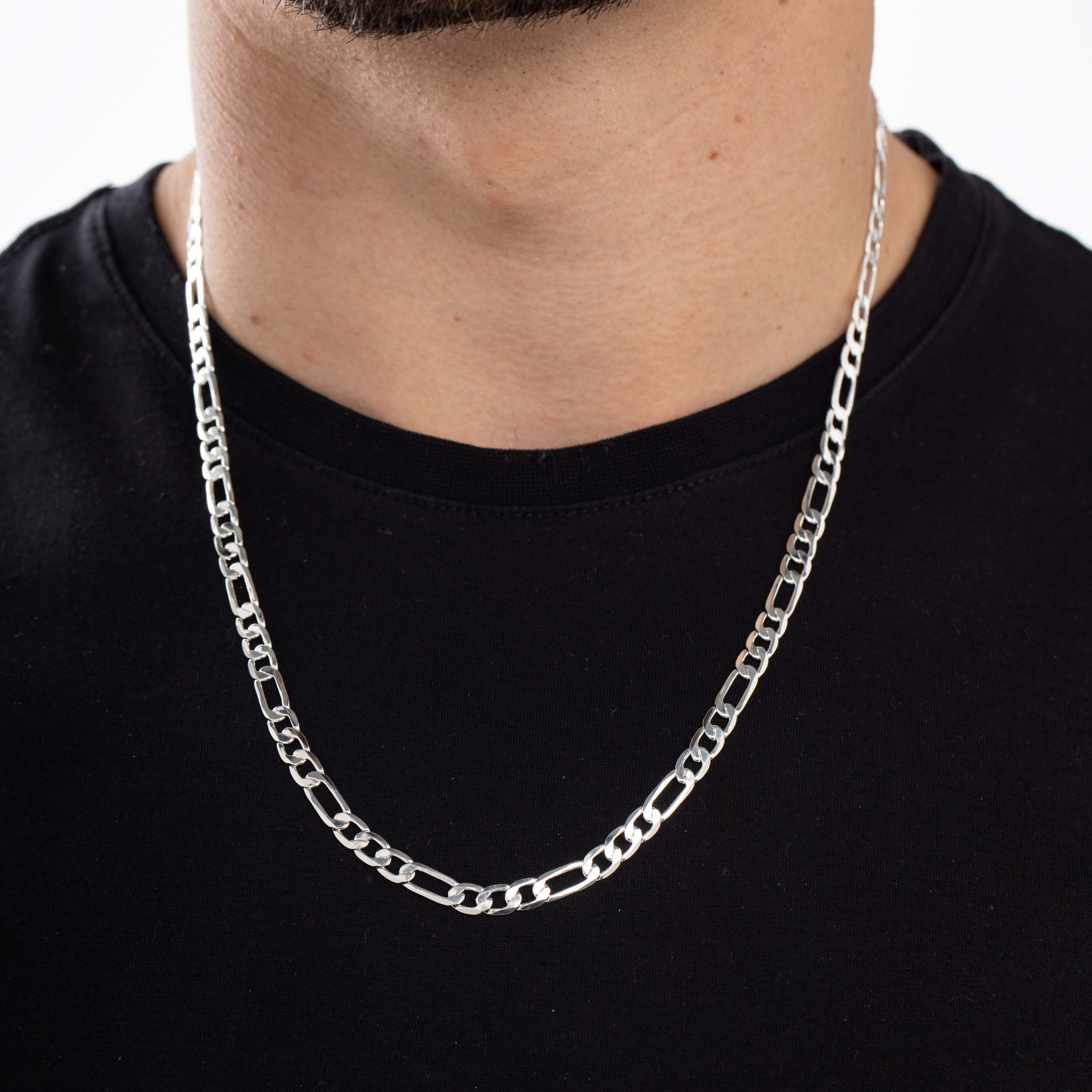 CORRENTE MASCULINA 3X1 LARGO E PEQUENO MÉDIO COM FECHO GAVETA 5,5MM - BANHADO A PRATA 925