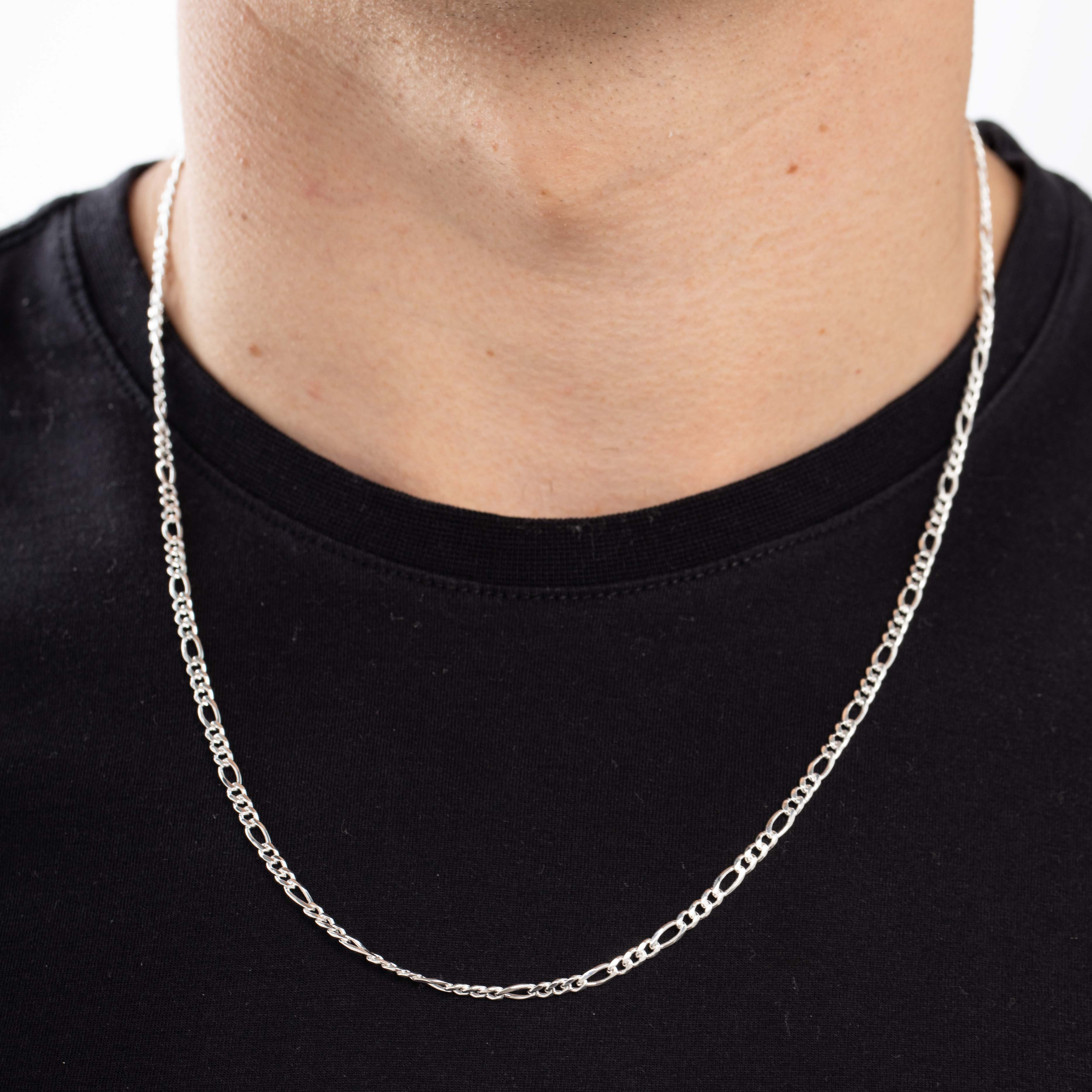 CORRENTE MASCULINA FINA 3X1 ELO LARGO E PEQUENO COM FECHO GAVETA  2.0MM- BANHADO A PRATA 925