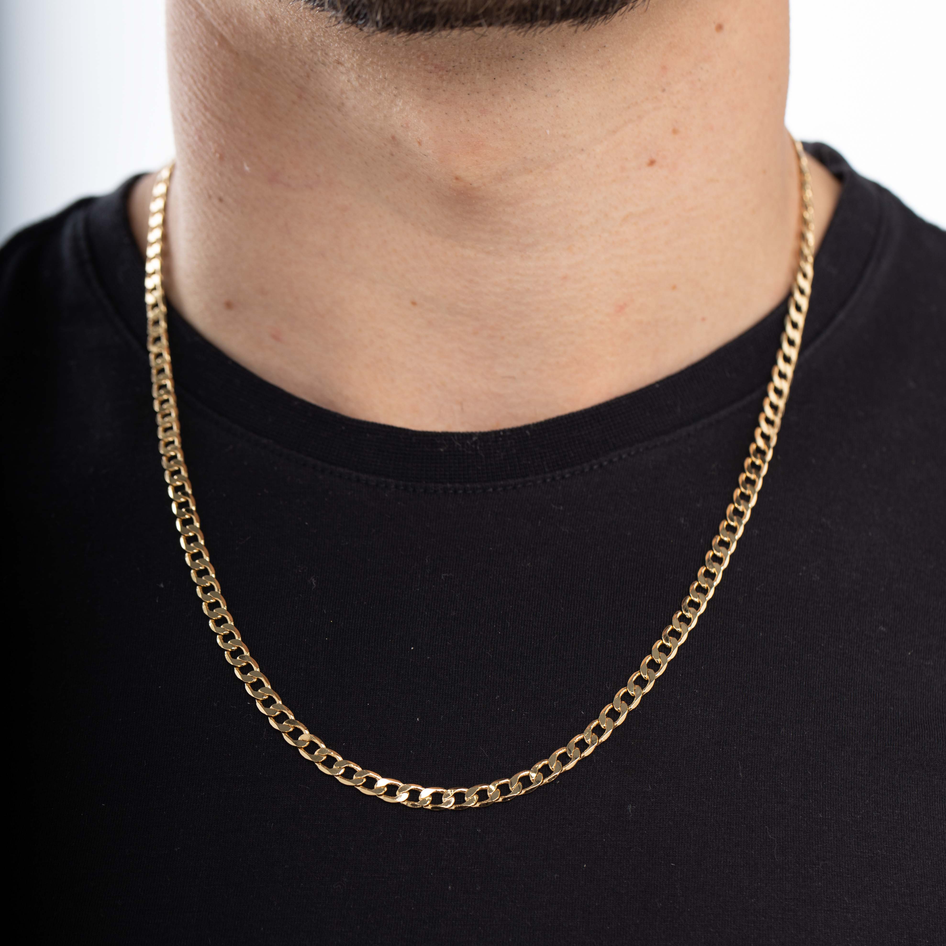 CORRENTE MASCULINA GRUMET LARGO COM FECHO GAVETA 4,8MM - BANHADO A OURO 18K