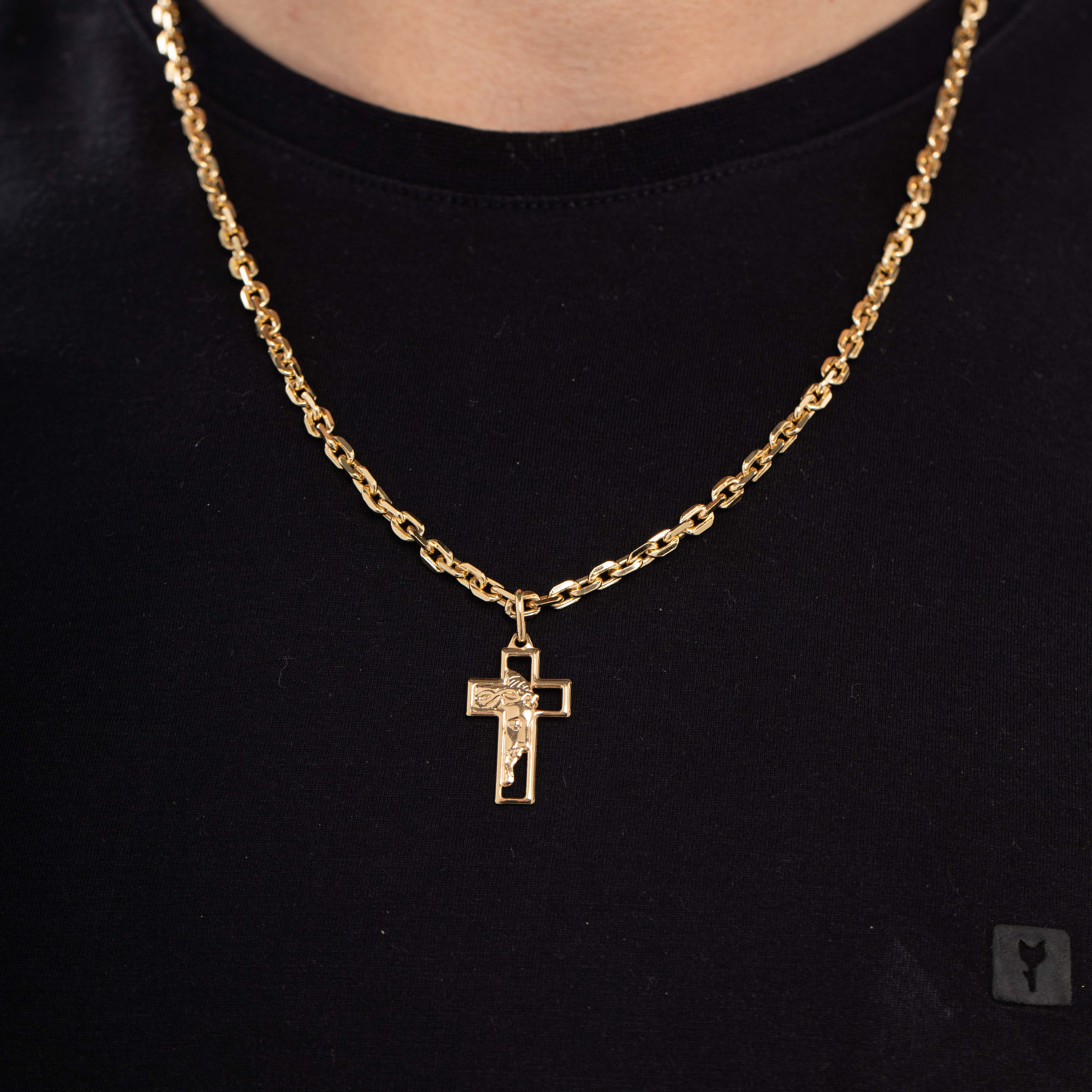 CORRENTE MASCULINA CARTHIE CADIADINHO COM FECHO GAVETA 1.2MM- BANHADO A OURO 18K