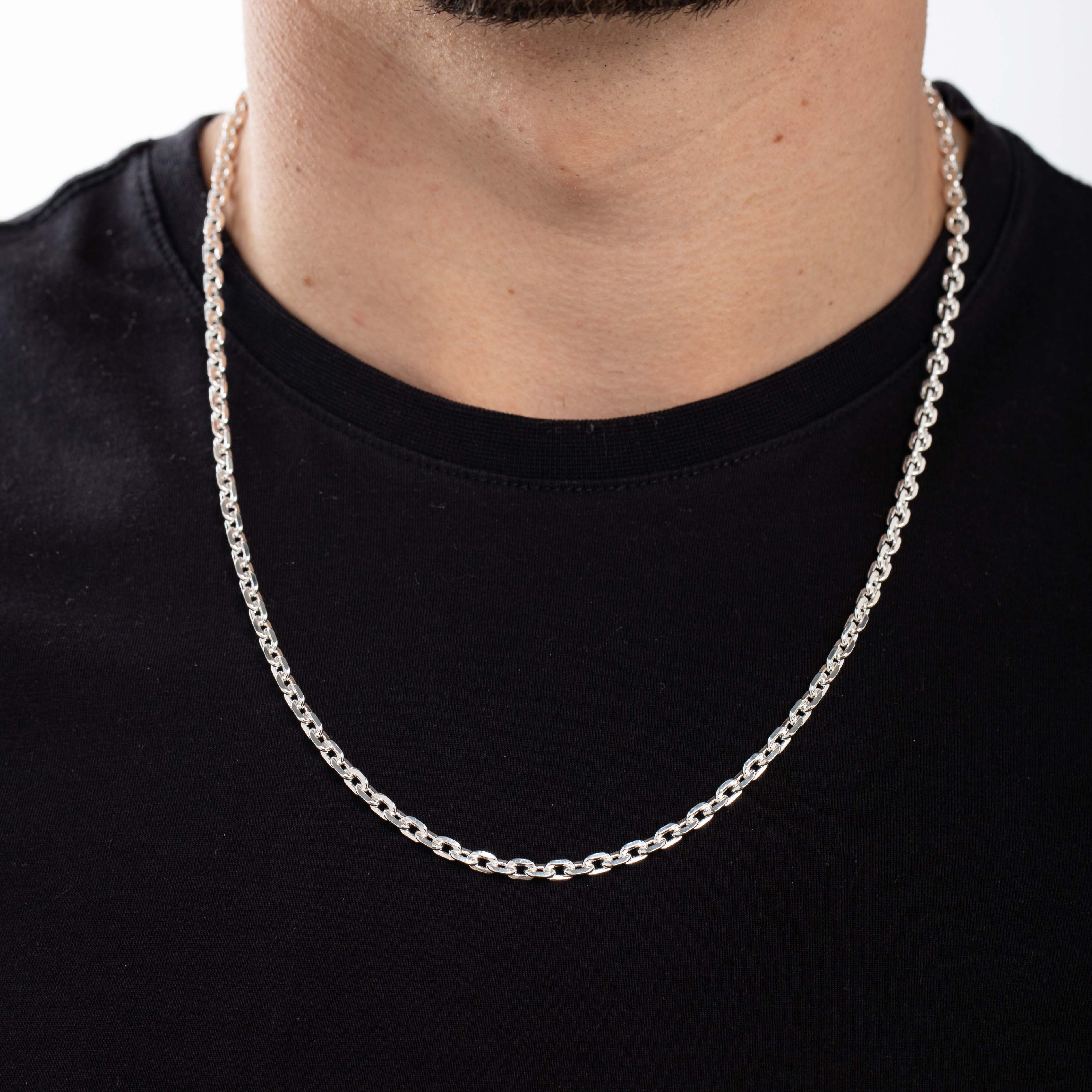 CORRENTE MASCULINA CARTHIE CADIADINHO COM FECHO GAVETA 1.2MM- BANHADO PRATA 925