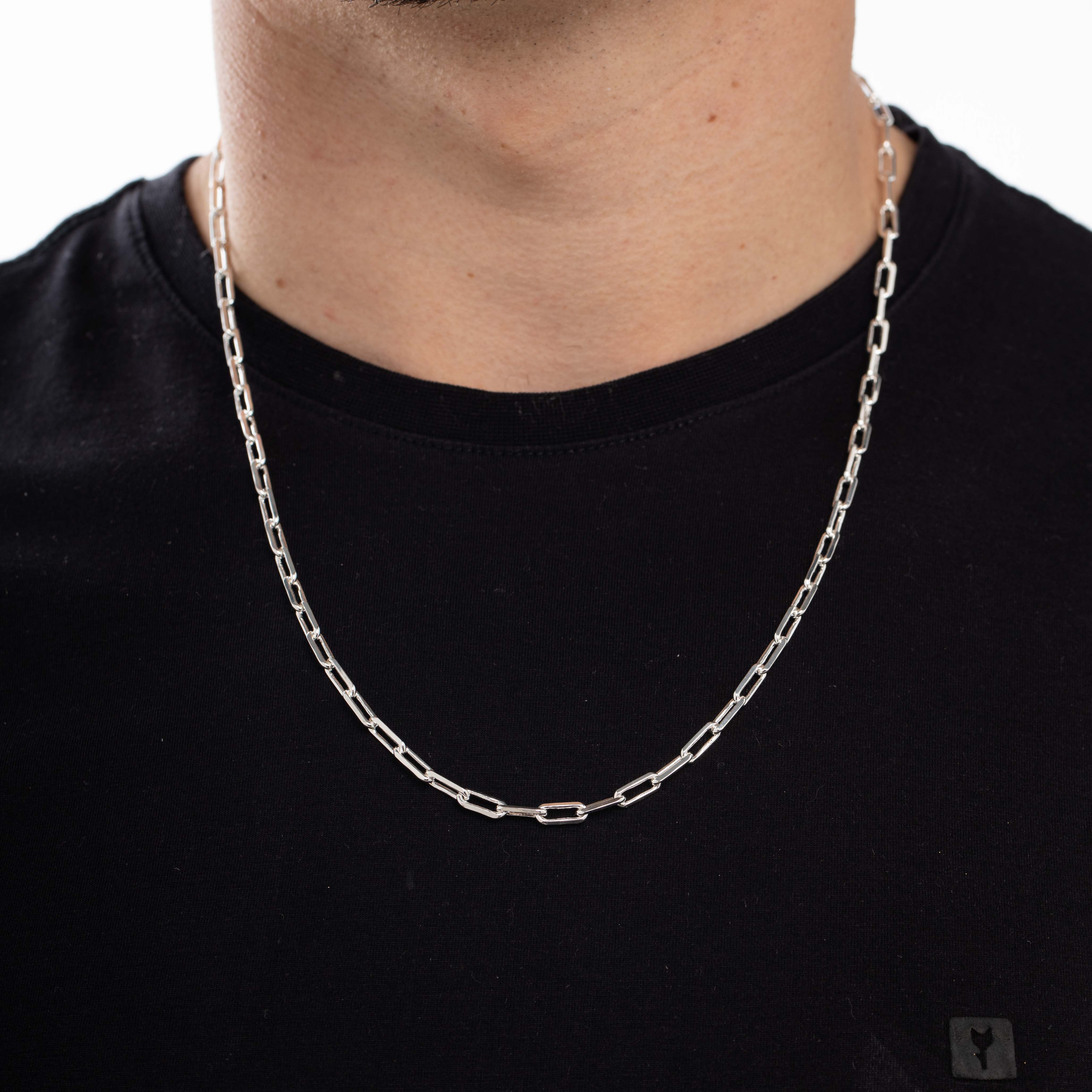 CORRENTEMASCULINA CARTHIE MÉDIO ELO LARGO COM FECHO GAVETA 1.0MM- BANHADO PRATA 925