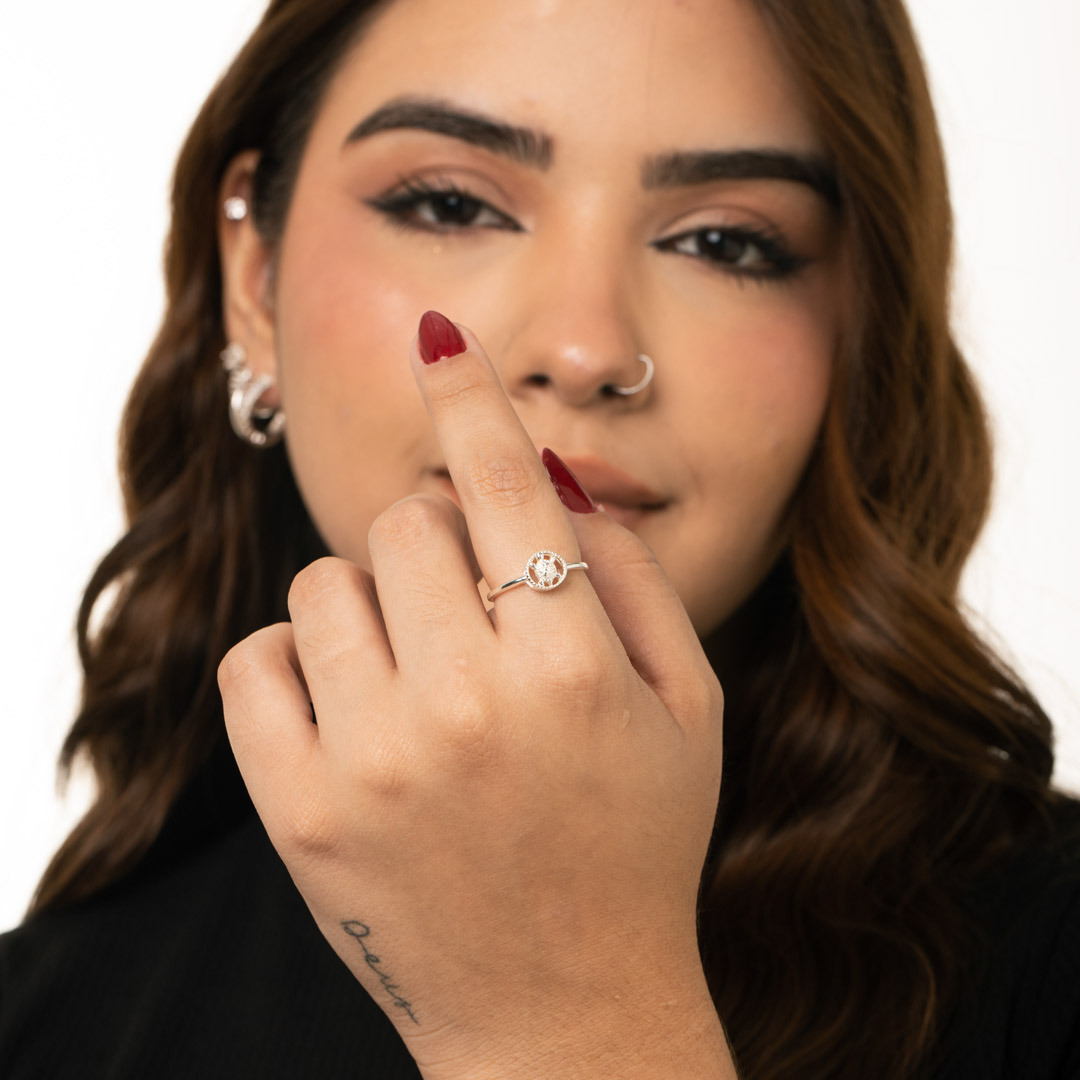 ANEL ARO LISO TARTARUGA LISA PONTILHADA Nº21 - BANHADO A PRATA 925