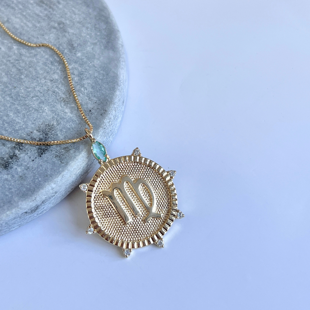 COLAR SIGNO COM PEDRINHAS - VIRGEM COLAR SIGNO COM PEDRINHAS - VIRGEM