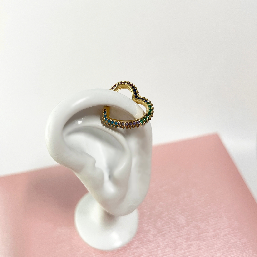 PIERCING CORAÇÃO MICRO ZIRCONIAS MULTICOLOR
