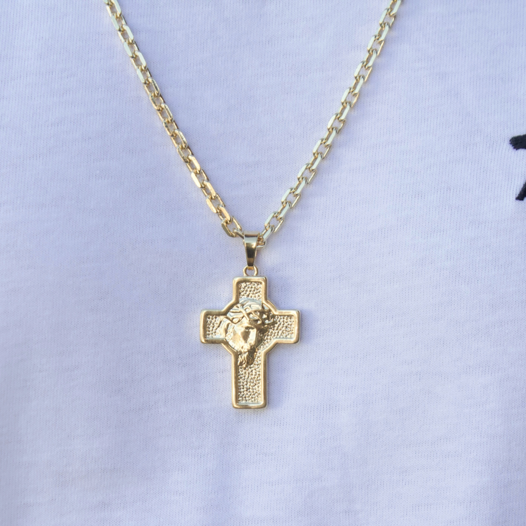 PINGENTE CRUZ COM ROSTO DE JESUS CRISTO
