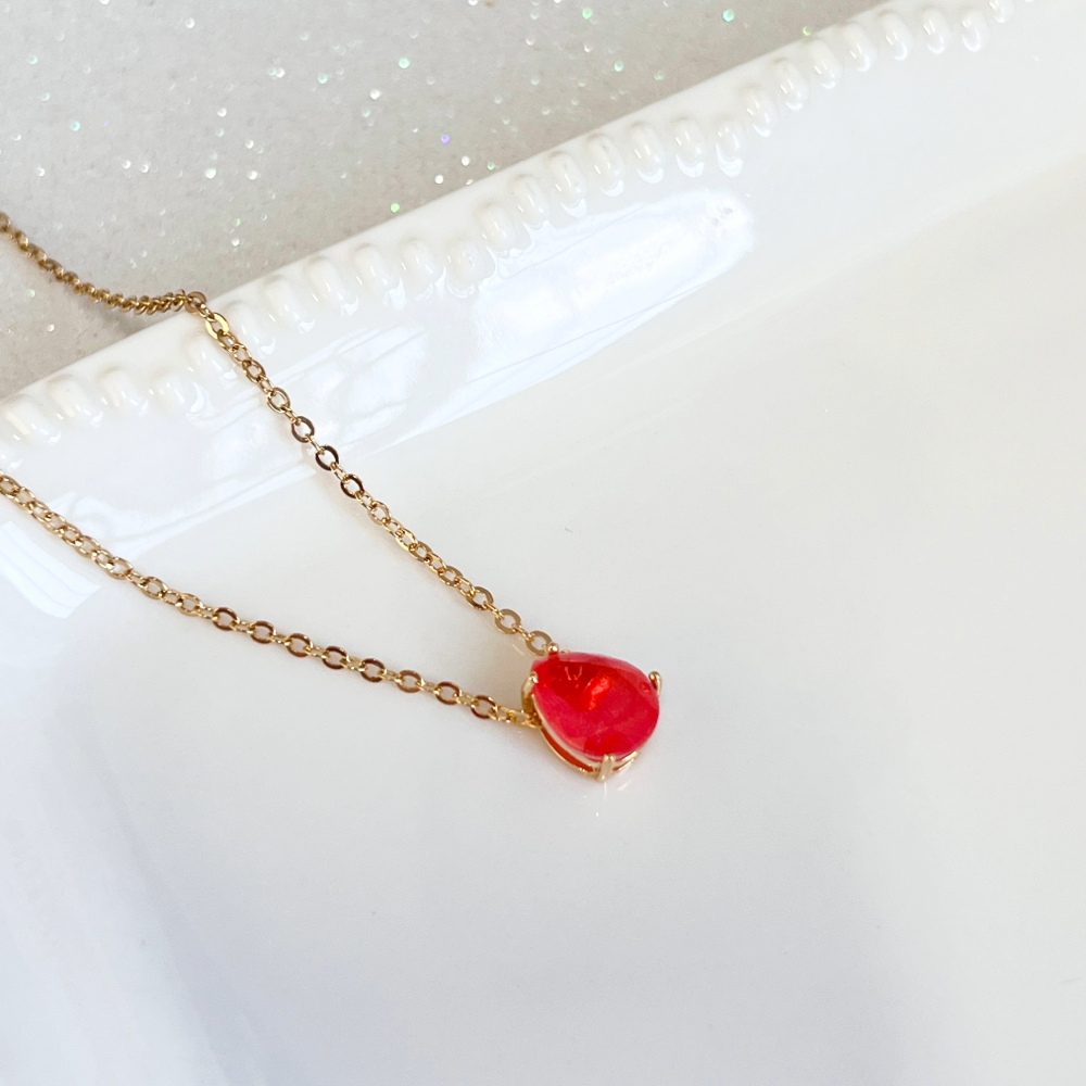 COLAR MINI ELOS PINGENTE GOTA LARANJA