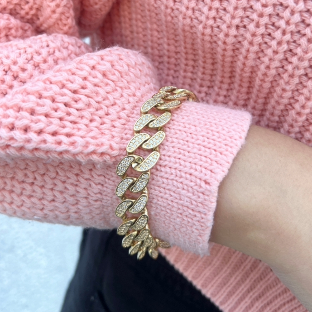 PULSEIRA LUXO ELOS CRAVEJADOS