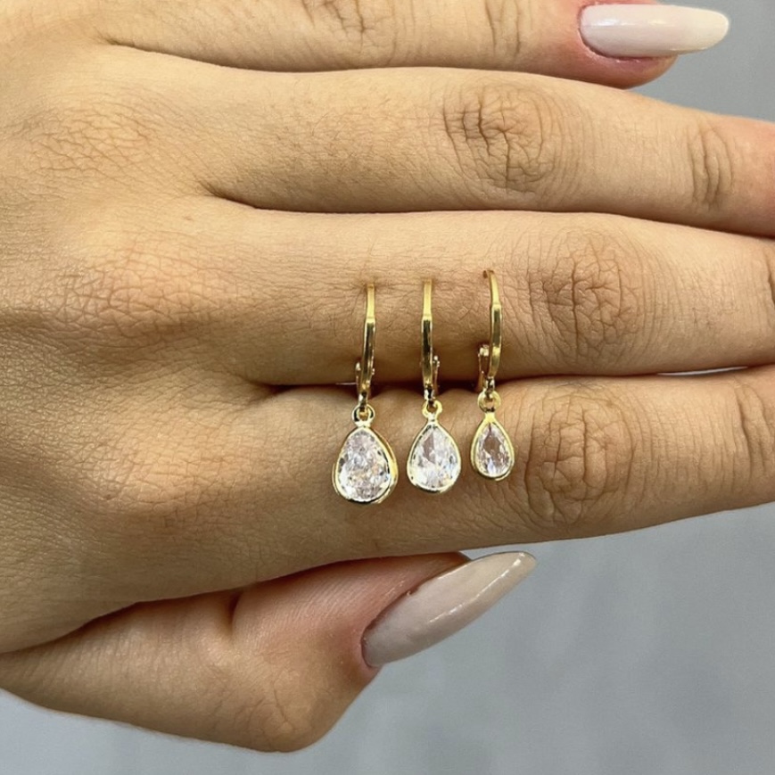 TRIO ARGOLINHA GOTINHAS CRISTAIS