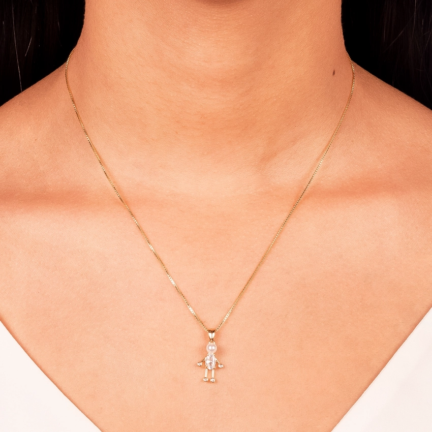 COLAR MENINO PÉROLA E ZIRCÔNIAS