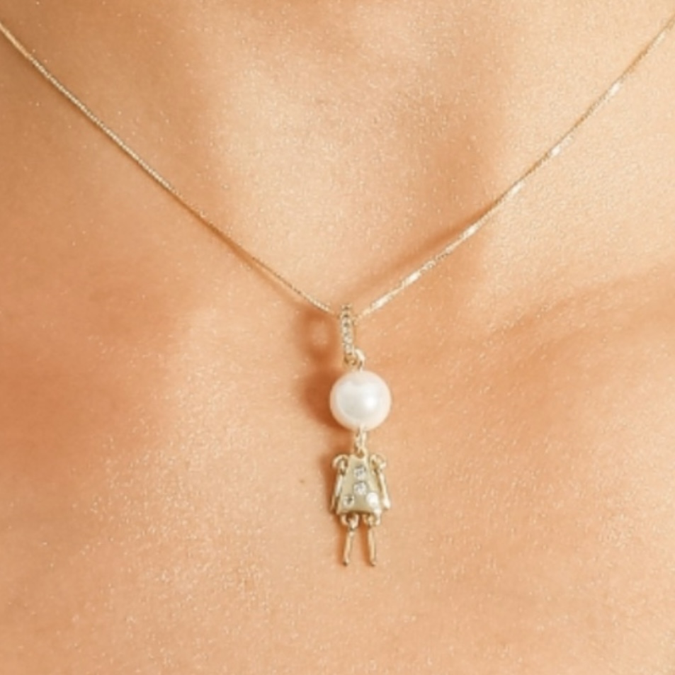 COLAR MENINA PÉROLA E ZIRCÔNIAS