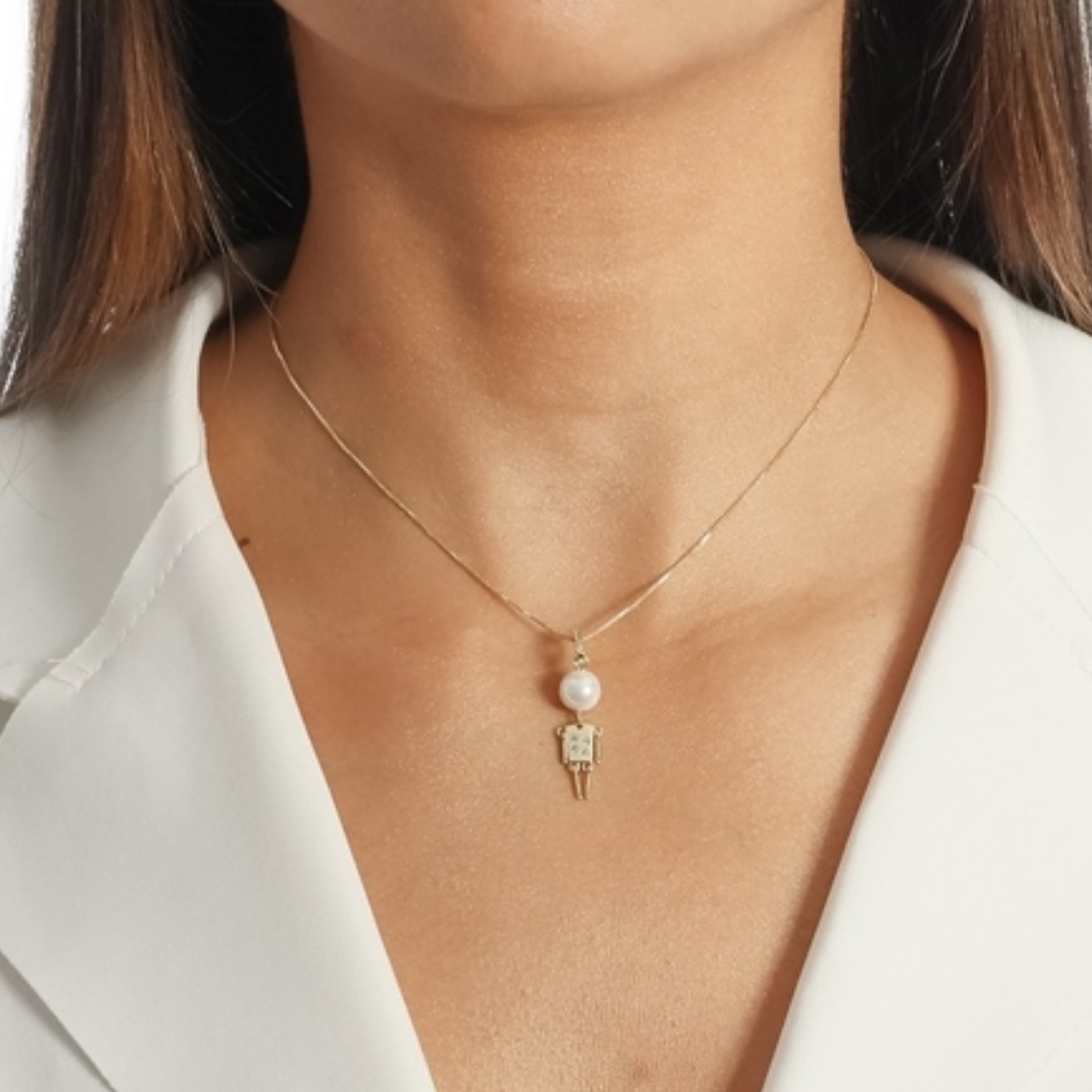 COLAR MENINO PÉROLA E ZIRCÔNIAS