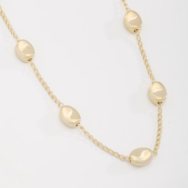 COLAR COM ESFERAS OVAIS INTERCALADAS 70 CM