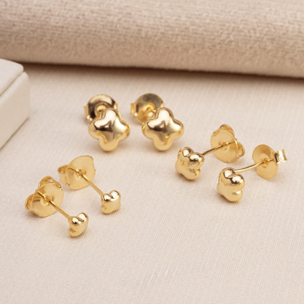 TRIO BRINCOS TREVO LISO