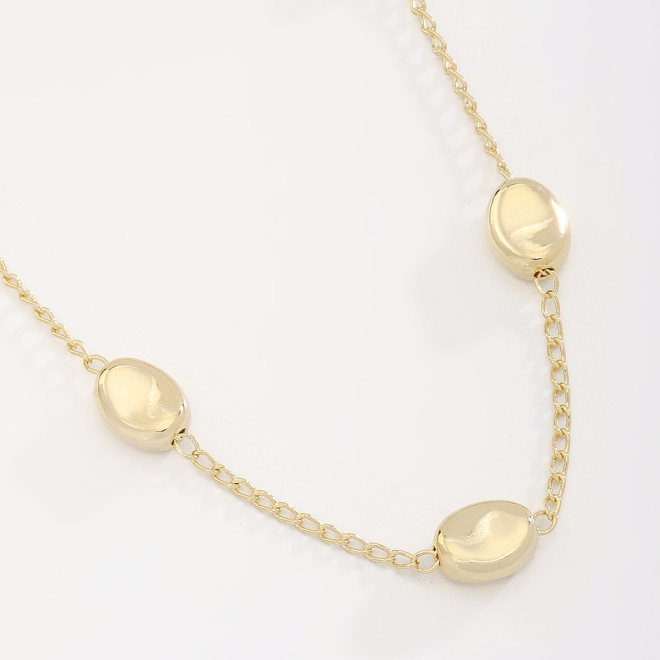 COLAR COM ESFERAS OVAIS INTERCALADAS