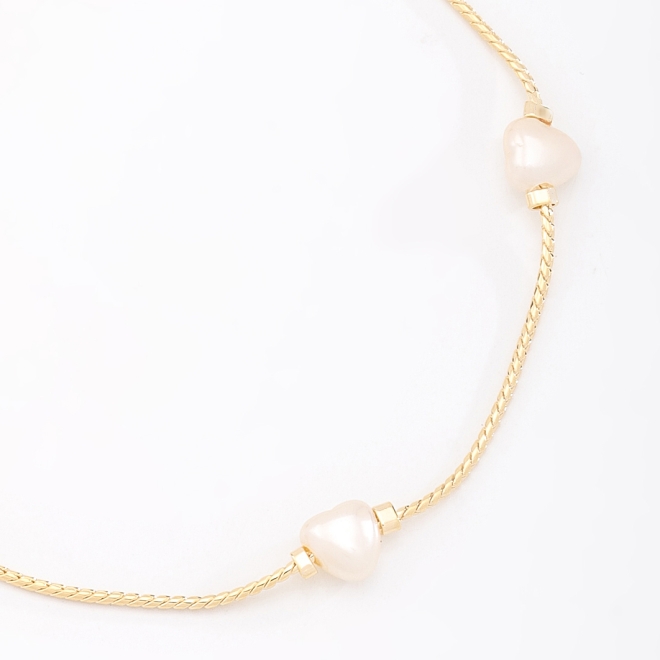 PULSEIRA CORAÇÕES PÉROLA DIAMANTADA