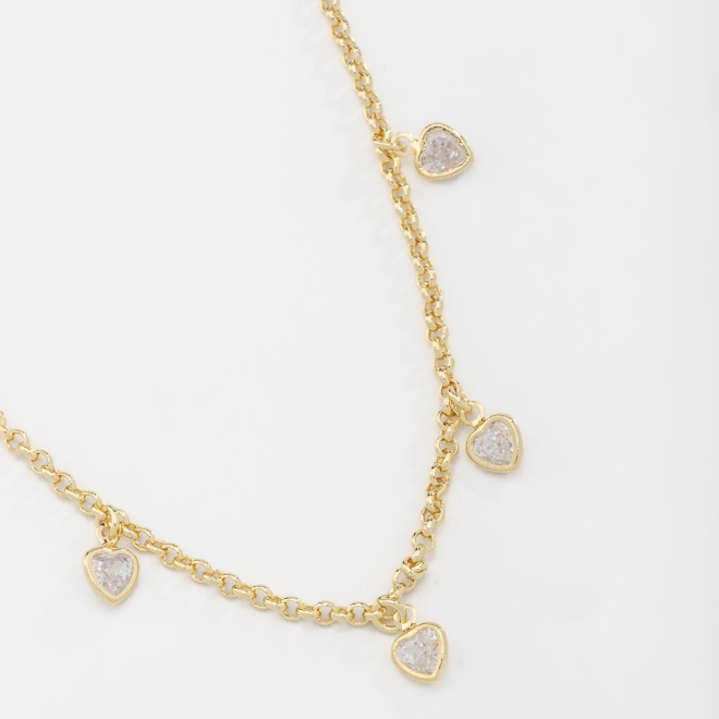 COLAR PINGENTES CORAÇÕES ZIRCÔNIA