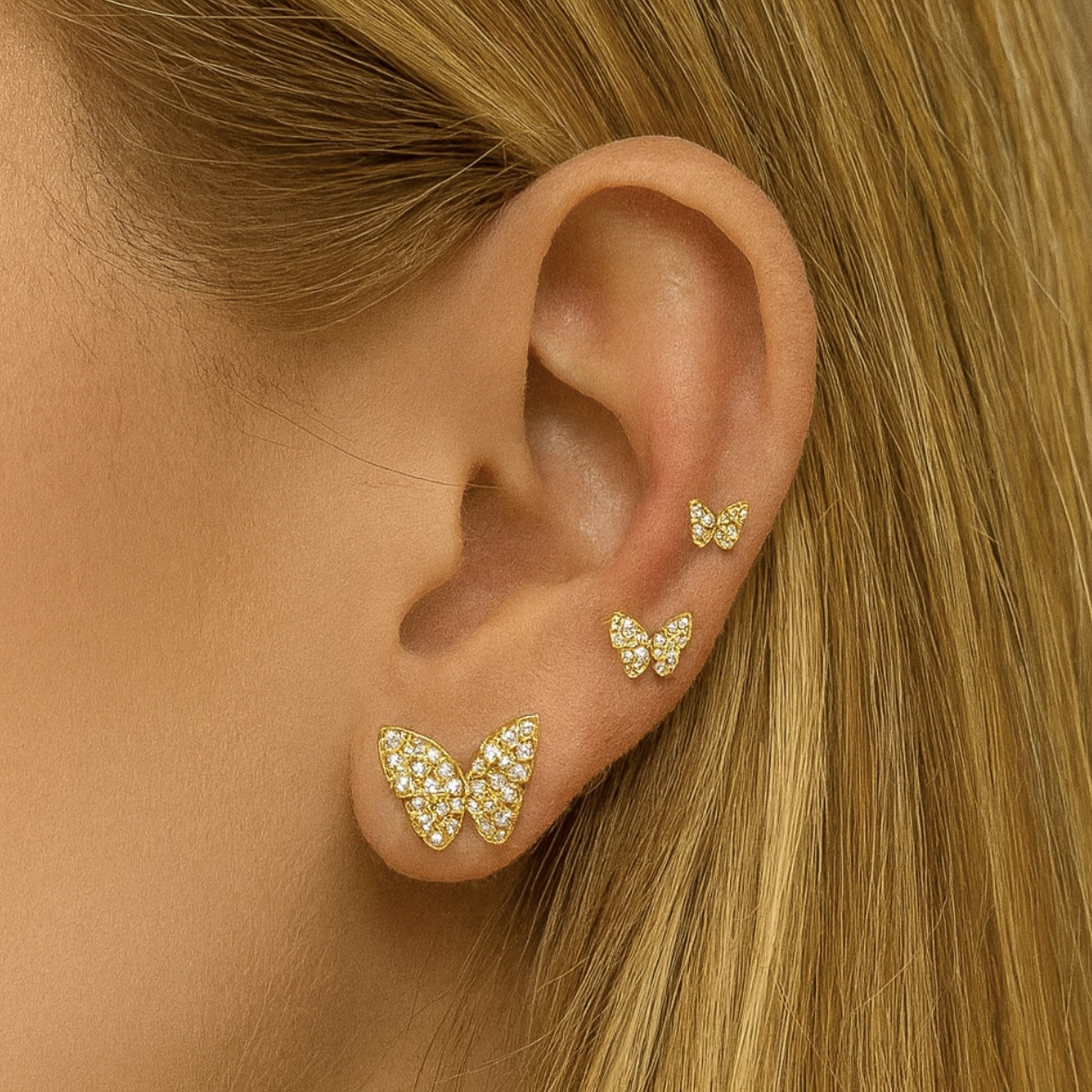 TRIO BORBOLETAS ZIRCÔNIAS